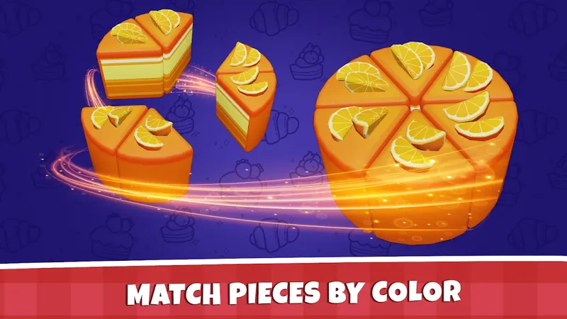 Cake Sort - Color Puzzle Game frame showing cake slices being grouped onto a plate by colour
